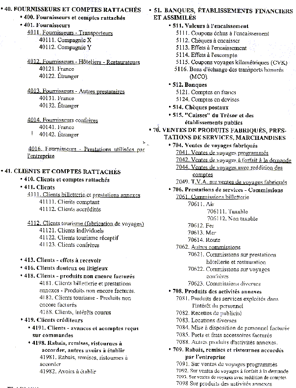 extrait du plan comptable